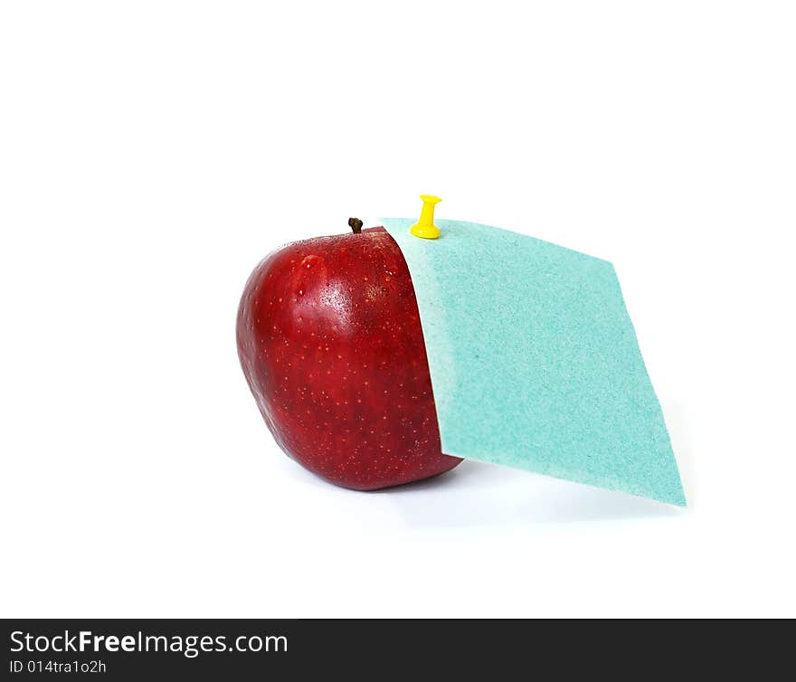 Red apple and note paper