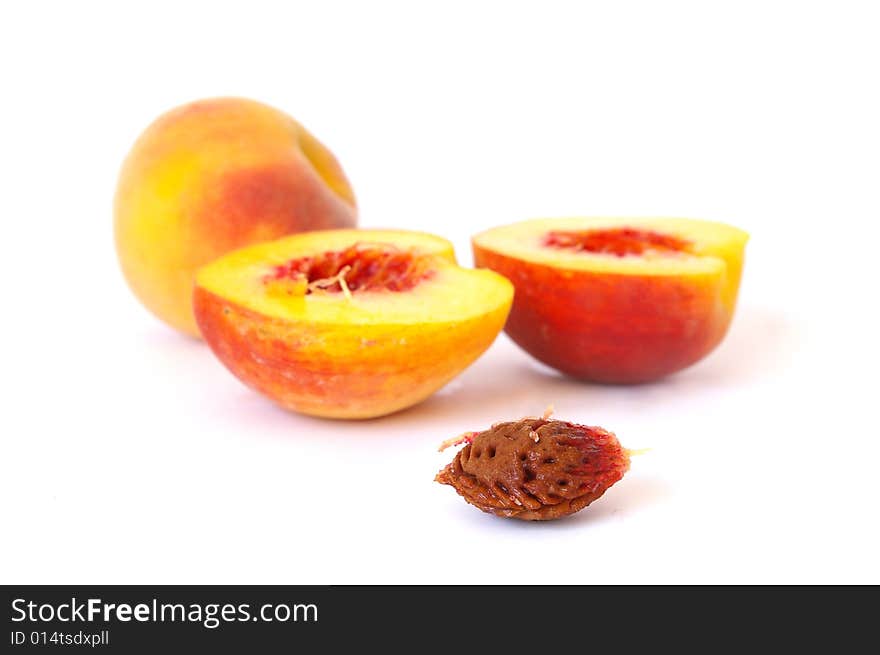 Ripe Peach Isolated On White