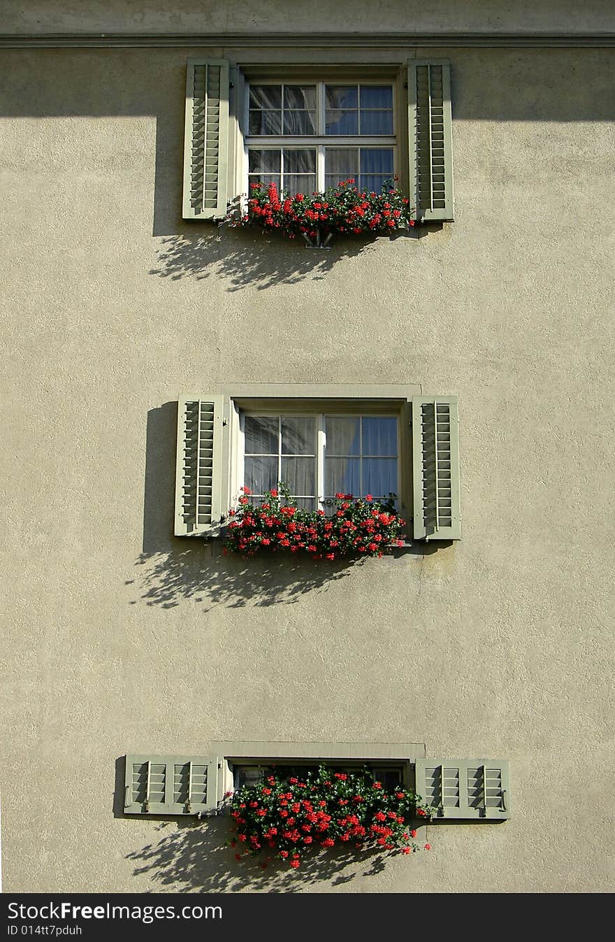 Windows with flowers in Lucerne/Luzern city (Switzerland). Windows with flowers in Lucerne/Luzern city (Switzerland)