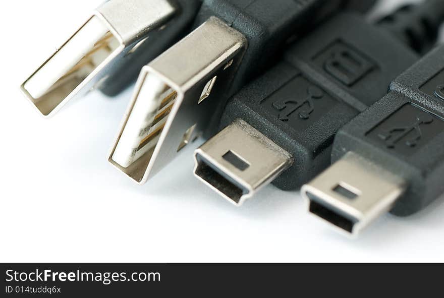 Macro Detail Of Usb Plugs And Other Terminals