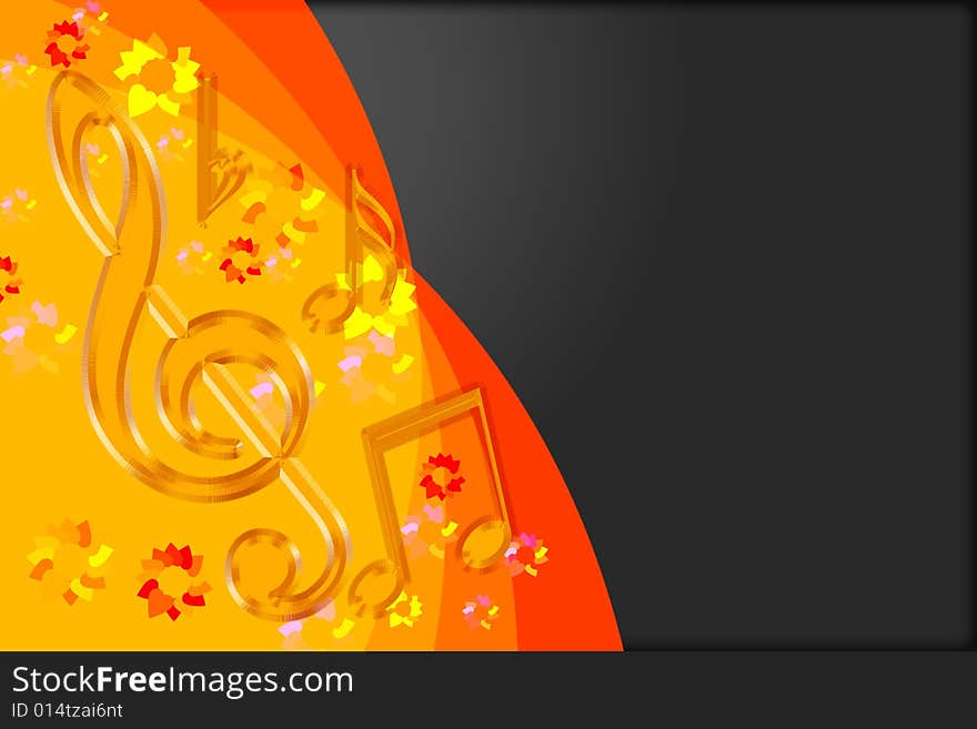 Golden effect with music symbol in dark background. Golden effect with music symbol in dark background