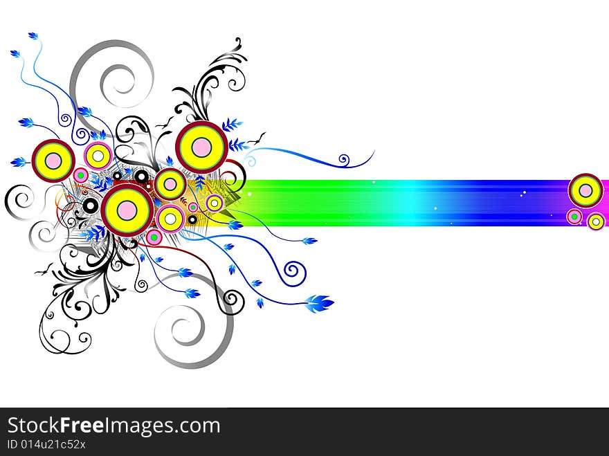 Drawing a floral border on the white background