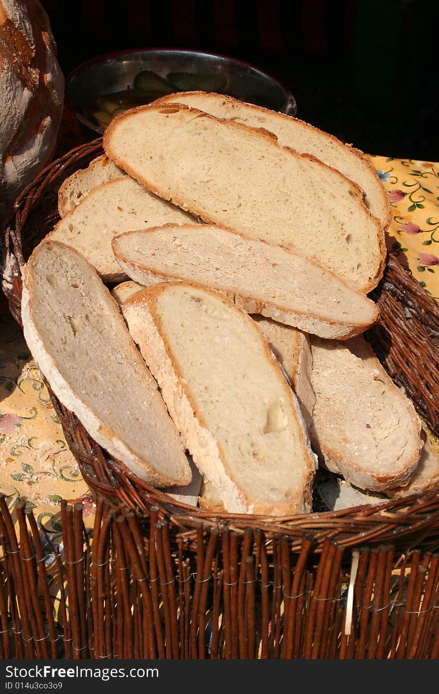 Polish bread in the wicker basket