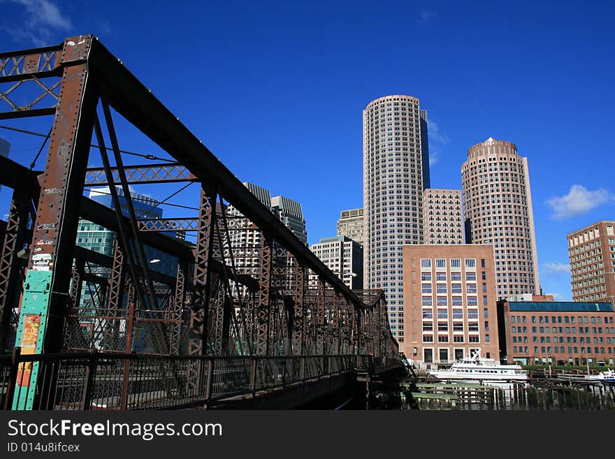 Bridge leading across Boston Harbor to the Financial District.