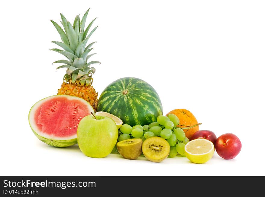 Fresh fruits isolated on a white background