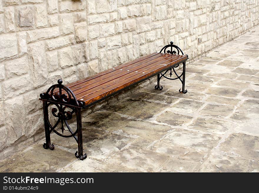 The Middle Age bench in beautiful monastery