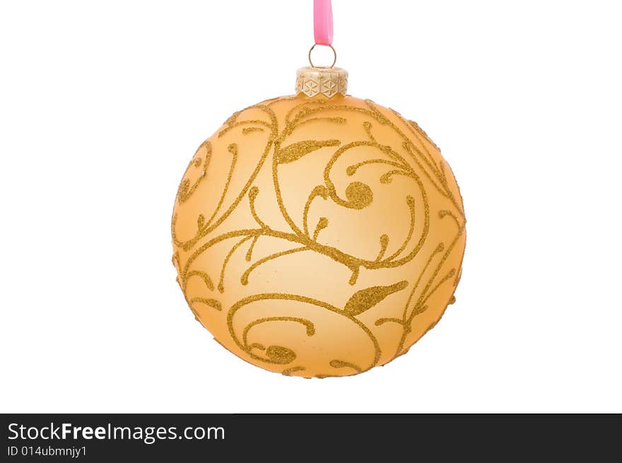 Golden christmas ball isolated on a white background