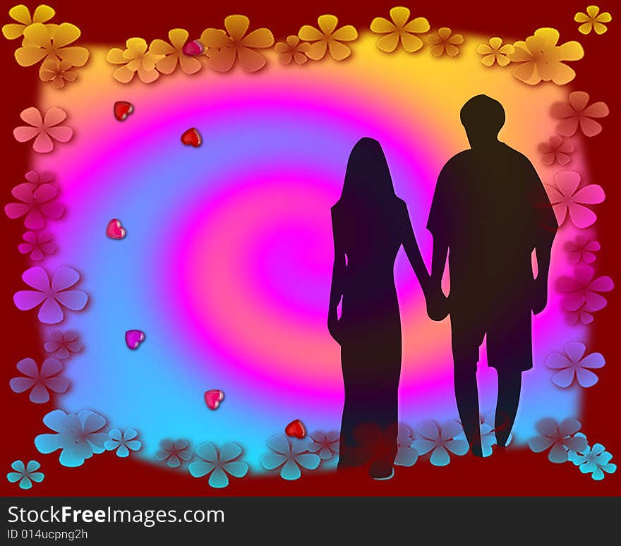 The illustration of a loving couple. The illustration of a loving couple