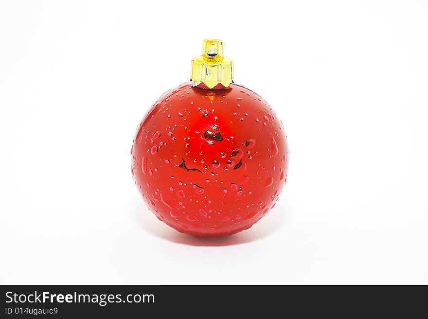 Red christmas ball isolated on white background. Red christmas ball isolated on white background