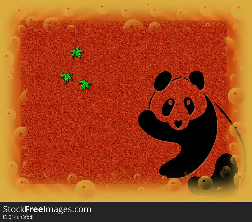 Panda illustration over a orange background. Panda illustration over a orange background