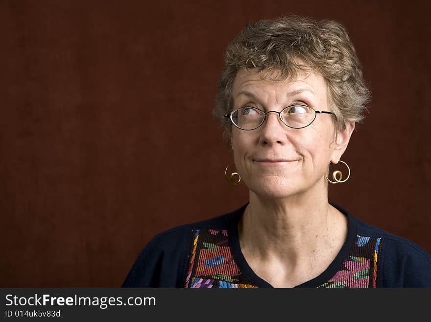 Woman With Glasses Looking Up