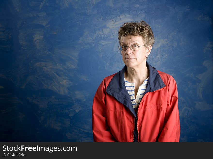 Portrait of a senior woman in her sailing clothes. Portrait of a senior woman in her sailing clothes