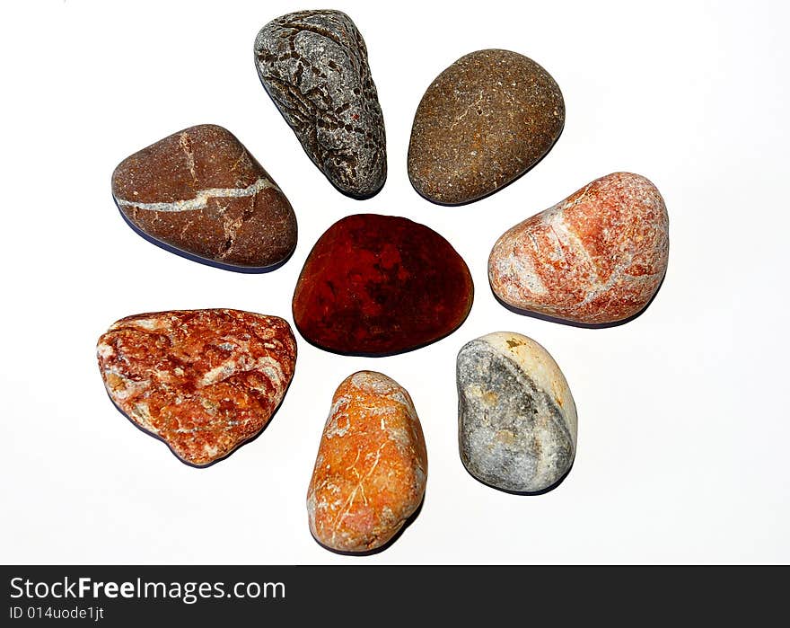 Set of varicoloured pebbles, maritime pebbles. Set of varicoloured pebbles, maritime pebbles