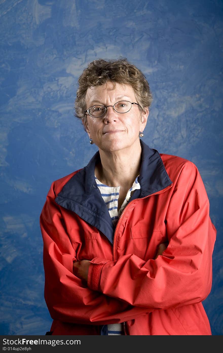 Portrait of a senior woman in her sailing clothes. Portrait of a senior woman in her sailing clothes