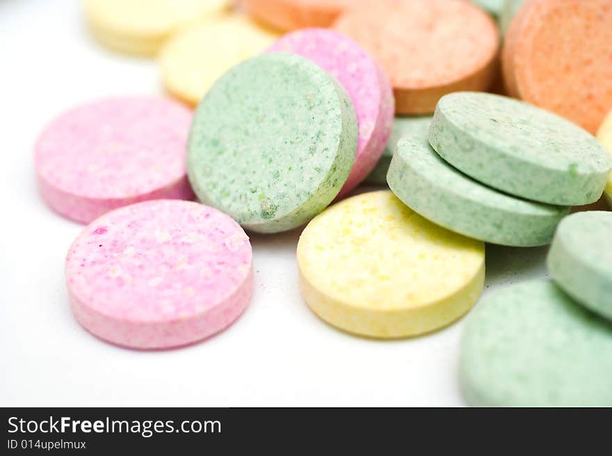 A collection of colorful pills, closeup