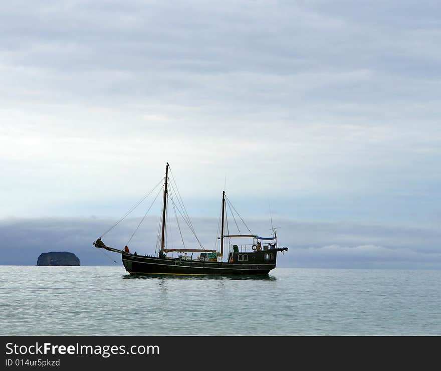 A pirate ship out at Sea. Beware of pirates as they will steal your booty. A pirate ship out at Sea. Beware of pirates as they will steal your booty