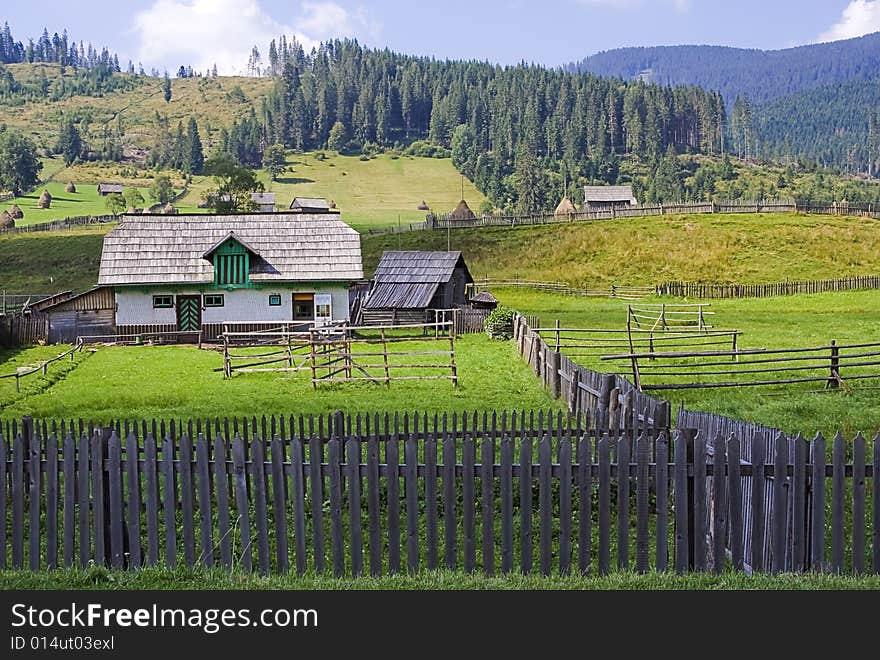 Summer houses landscape on countryside