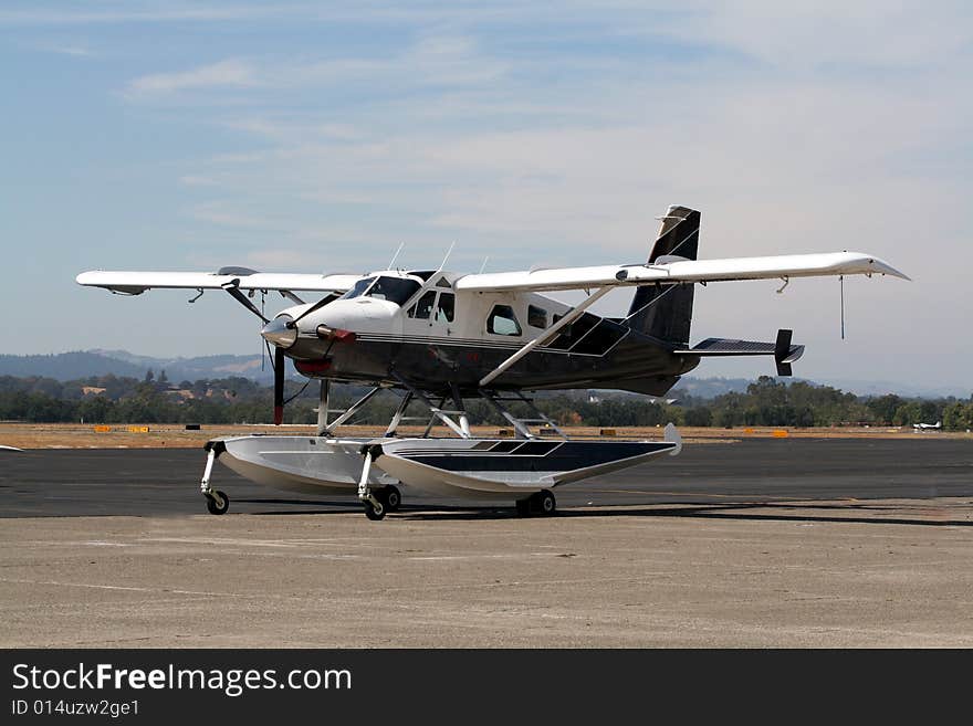 A radial engined float plane for action on the lakes