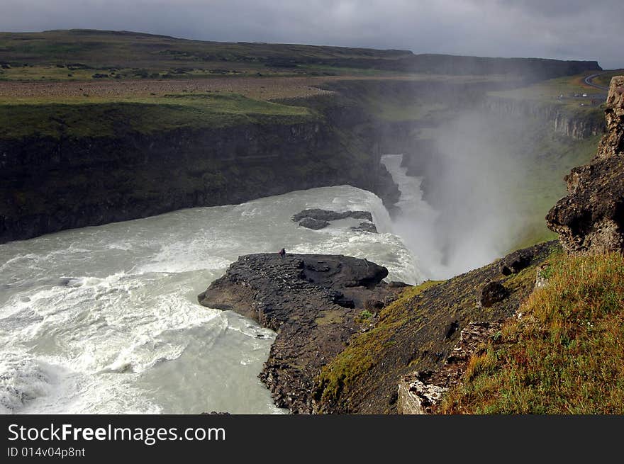 The largest waterfalls in a mountain part of Iceland. The largest waterfalls in a mountain part of Iceland