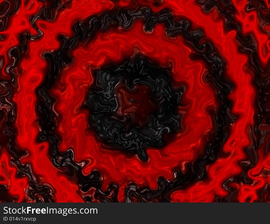 Black distorted wavy fluid with red ripples