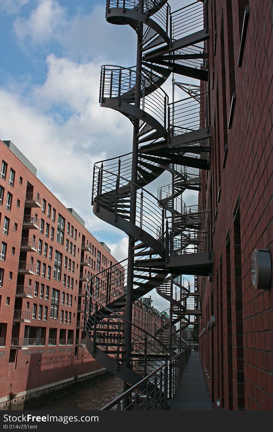 Typical stairway in Hamburg located in the historic part of the city the so called Speicherstadt. Typical stairway in Hamburg located in the historic part of the city the so called Speicherstadt.