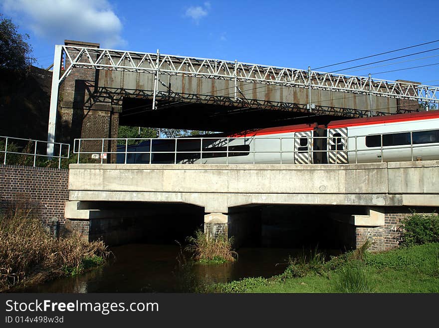 Three modes of transport crossing each other. Three modes of transport crossing each other