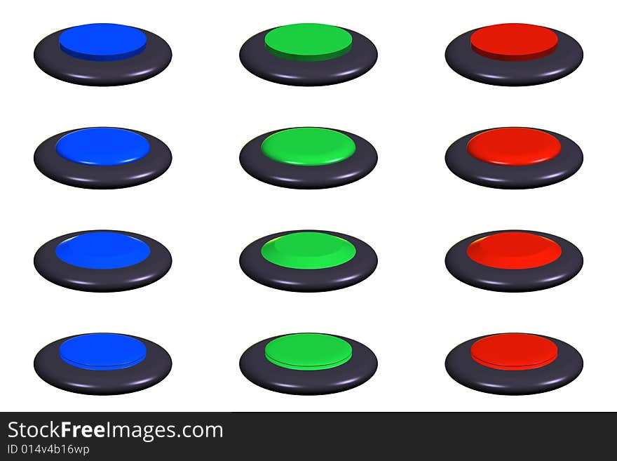 Set of round buttons 3d in various colors