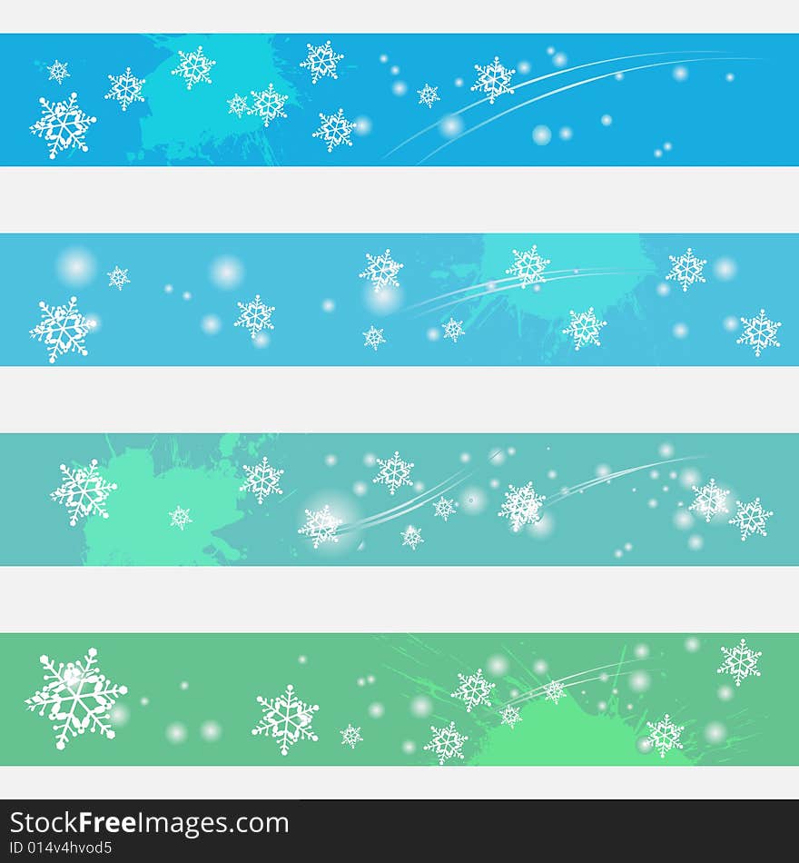 Four separated banner with similar design elements such as snow flake for your text. Four separated banner with similar design elements such as snow flake for your text.