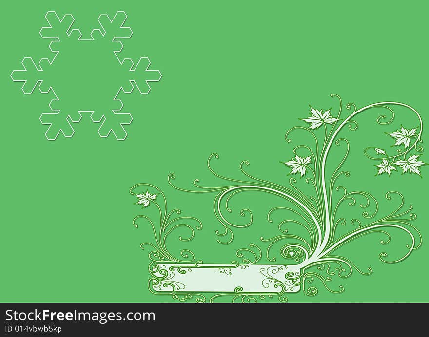 A floral design in a green background. A floral design in a green background