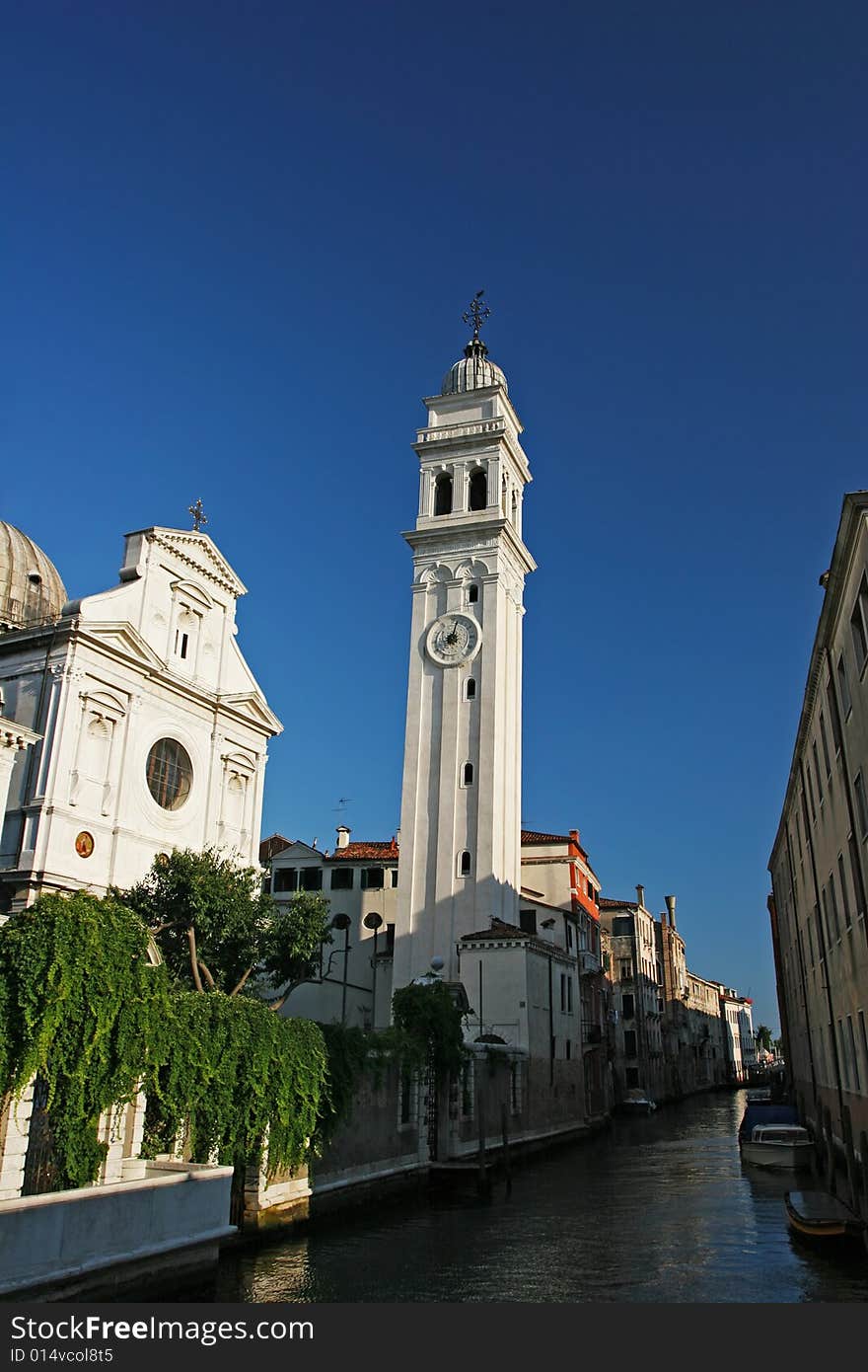 Beautiful church near the canal (Venice,Italy)