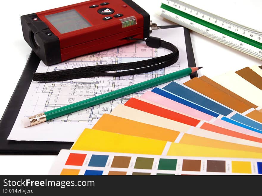 Blueprint of house plans and Palette