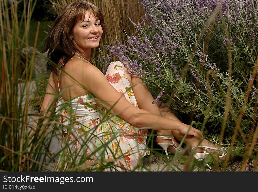 Beautiful lady in a lavender feld. Beautiful lady in a lavender feld