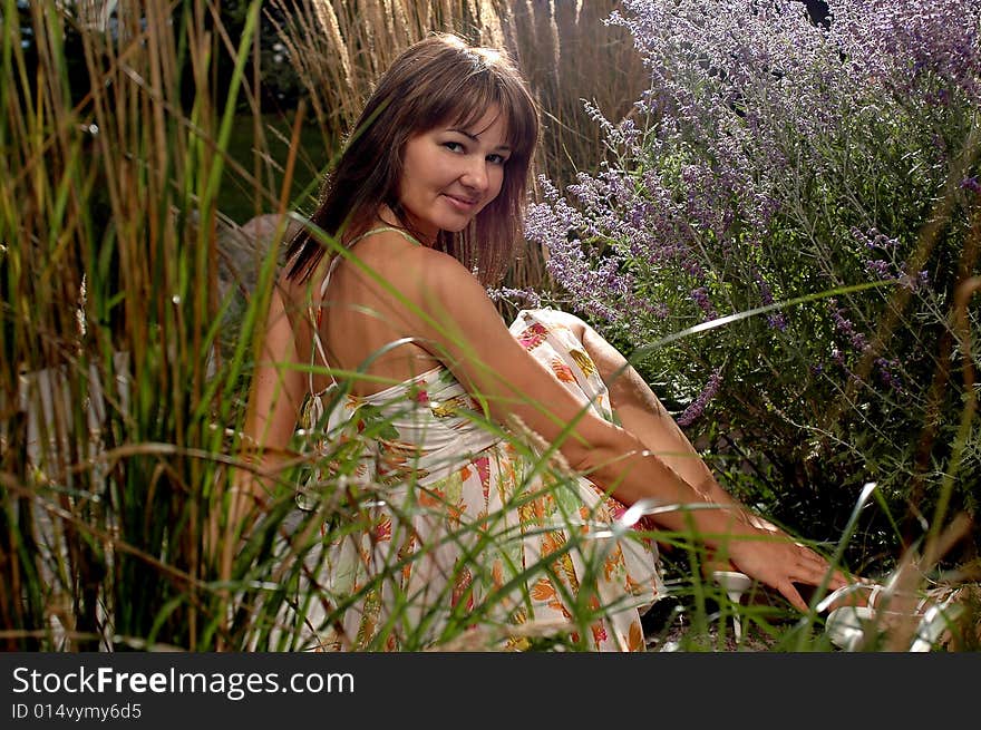 Beautiful lady in a lavender feld. Beautiful lady in a lavender feld