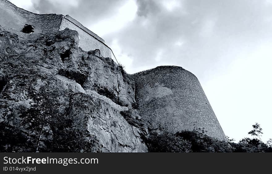 Castle Hohennneuffen, a medieval knights' ruin at the boarder of the Swabian Alb mountains, 15 miles southeast from Stuttgart. Baden-Wuerttemberg, Germany. B/W version in rather dramatic exposure settings. Castle Hohennneuffen, a medieval knights' ruin at the boarder of the Swabian Alb mountains, 15 miles southeast from Stuttgart. Baden-Wuerttemberg, Germany. B/W version in rather dramatic exposure settings.