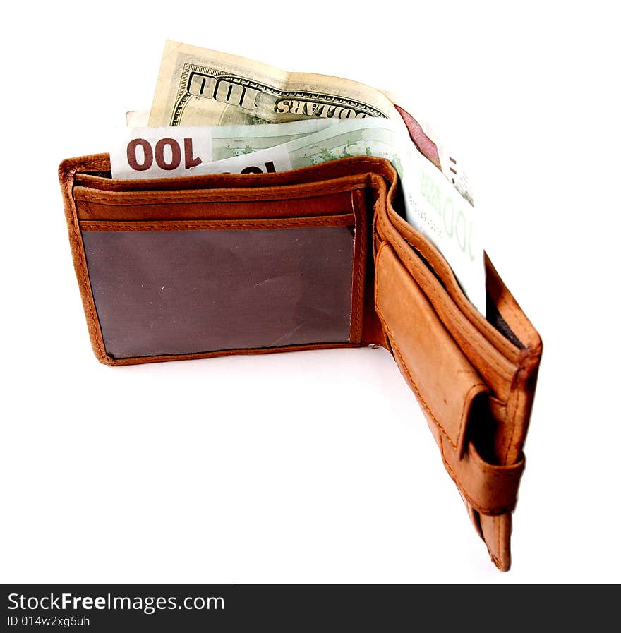 Wallet with money - euro, dollars, rubles