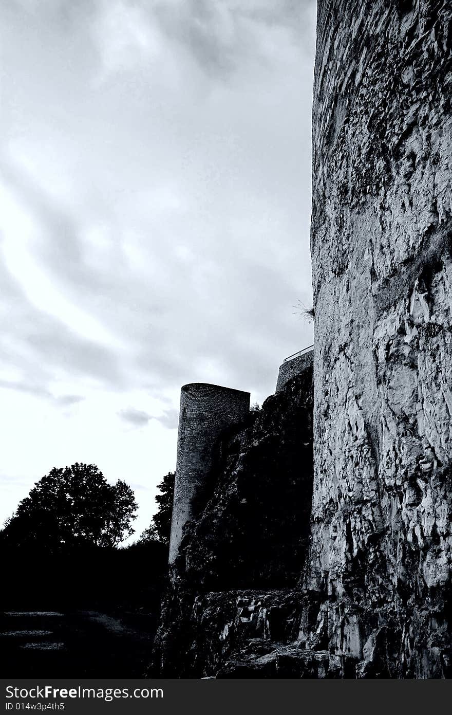 Castle Hohennneuffen, a medieval knights' ruin at the boarder of the Swabian Alb mountains, 15 miles southeast from Stuttgart. Baden-Wuerttemberg, Germany. B/W version in rather dramatic exposure settings. Castle Hohennneuffen, a medieval knights' ruin at the boarder of the Swabian Alb mountains, 15 miles southeast from Stuttgart. Baden-Wuerttemberg, Germany. B/W version in rather dramatic exposure settings.