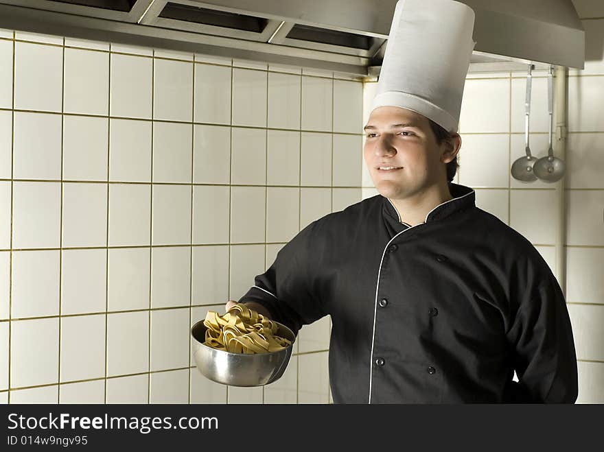 Chef Holding Noodles