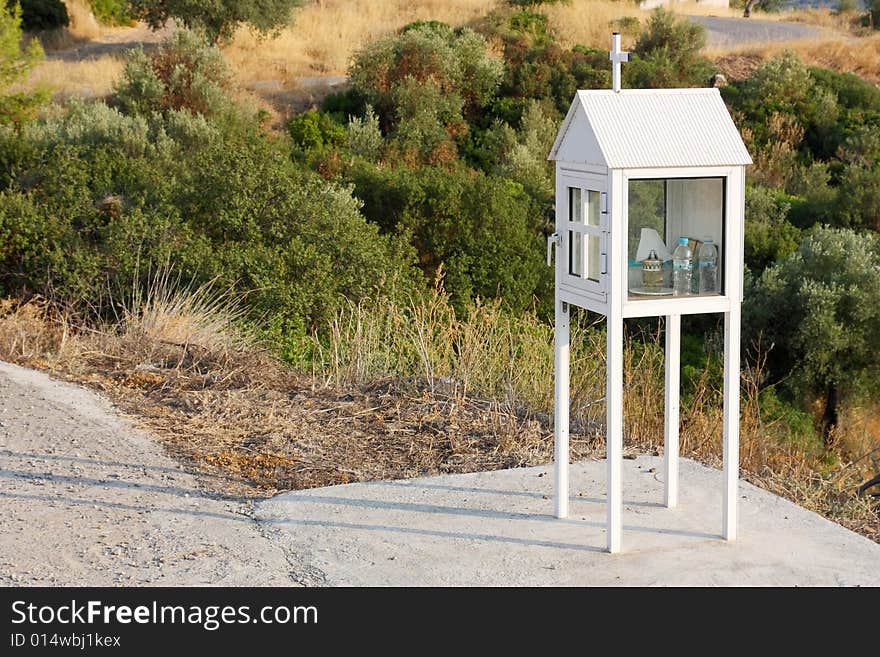 One of the many typical shrines seen by the Greek roads. One of the many typical shrines seen by the Greek roads