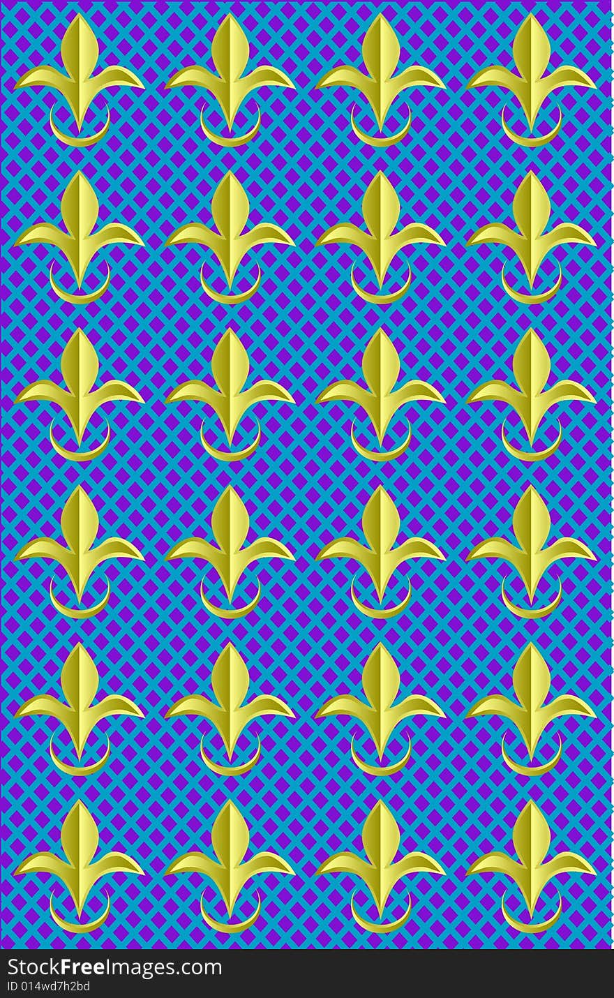 Vector drawing with colorful patterned wallpaper in the old style. Vector drawing with colorful patterned wallpaper in the old style