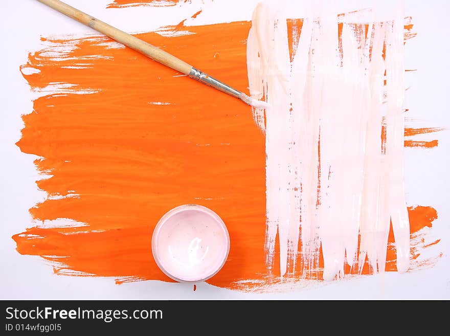 Photo ink and brush on a white background. Photo ink and brush on a white background