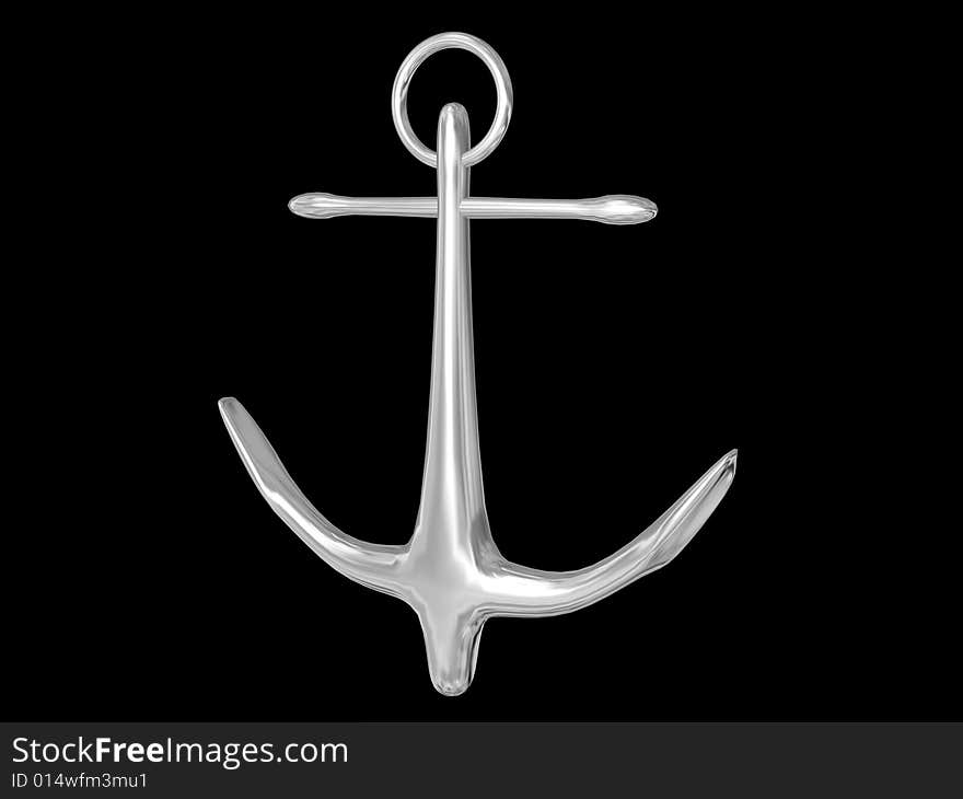 Anchor 3d. Isolated on a black background.