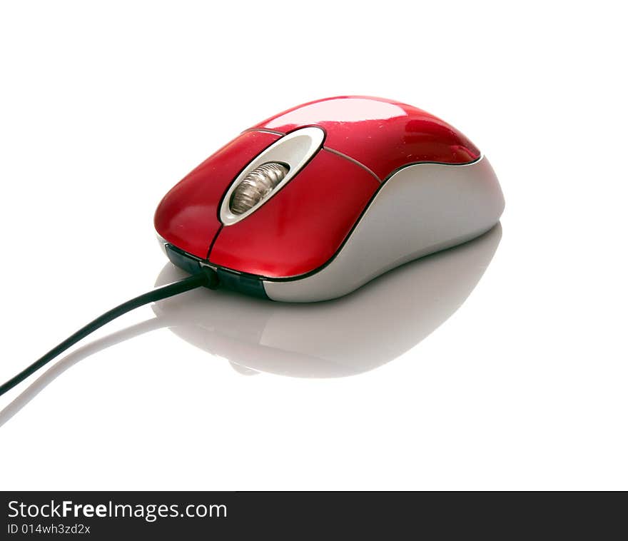 Red mouse isolated on white