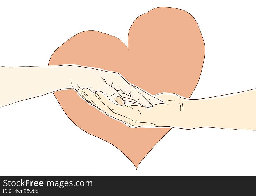 Illustration of two hands in love