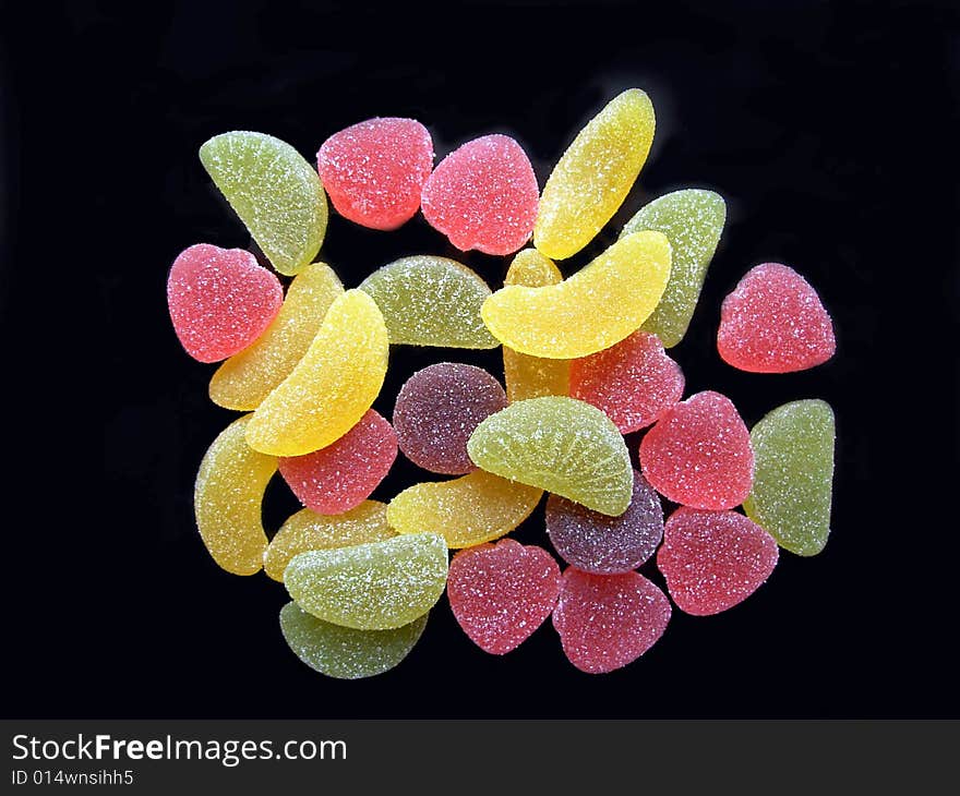 Multi-coloured fruit candy