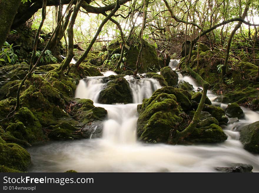 Beautiful relaxing Waterfall landscape in the azores. Beautiful relaxing Waterfall landscape in the azores