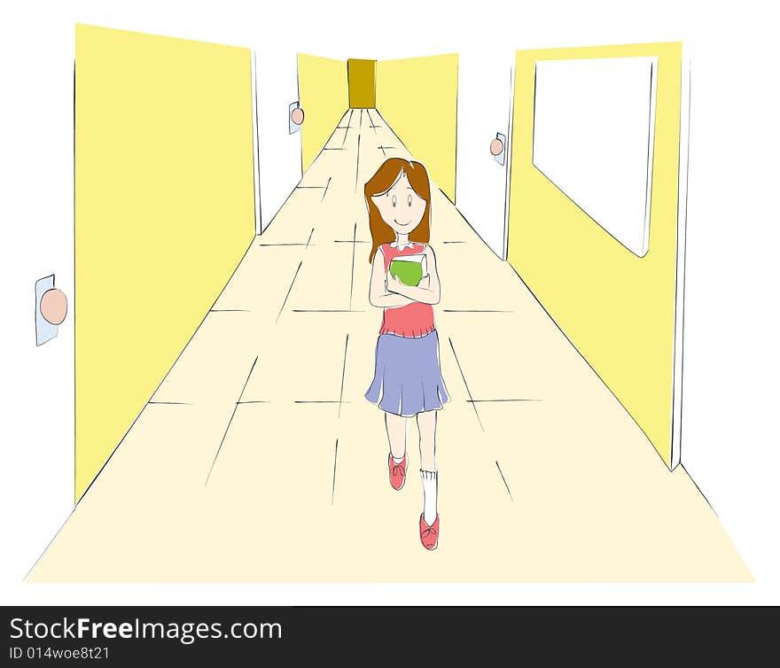 Young woman walking in their school