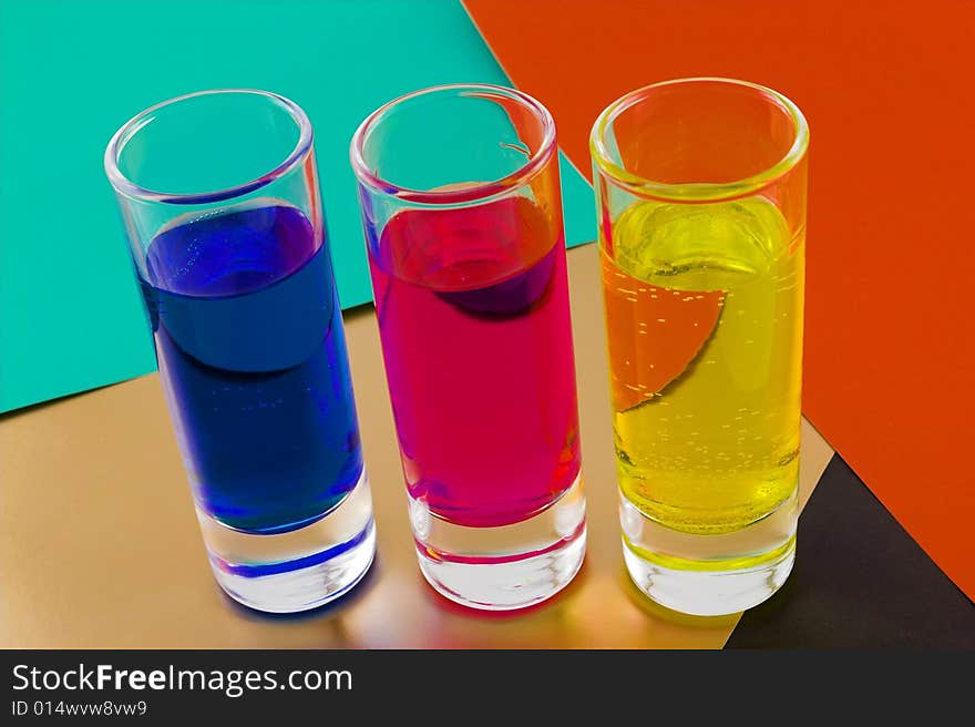 Three colorful glasses