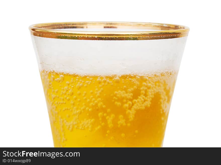 Top of the beer glass isolated on white