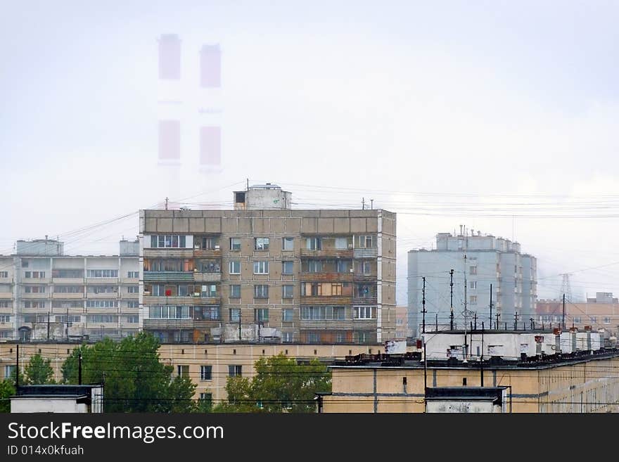 City landscape. Gloomy cloudy day. Moscow. Russia.