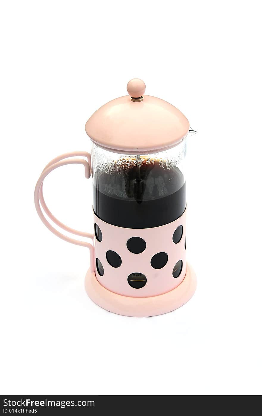 Shot of a pink cafetiere filled with coffee